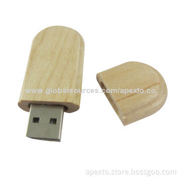 Maple Wooden USB Thumb Drive with Up to 2-32GB Capacity, Logo Laser Engraving on Two Sides